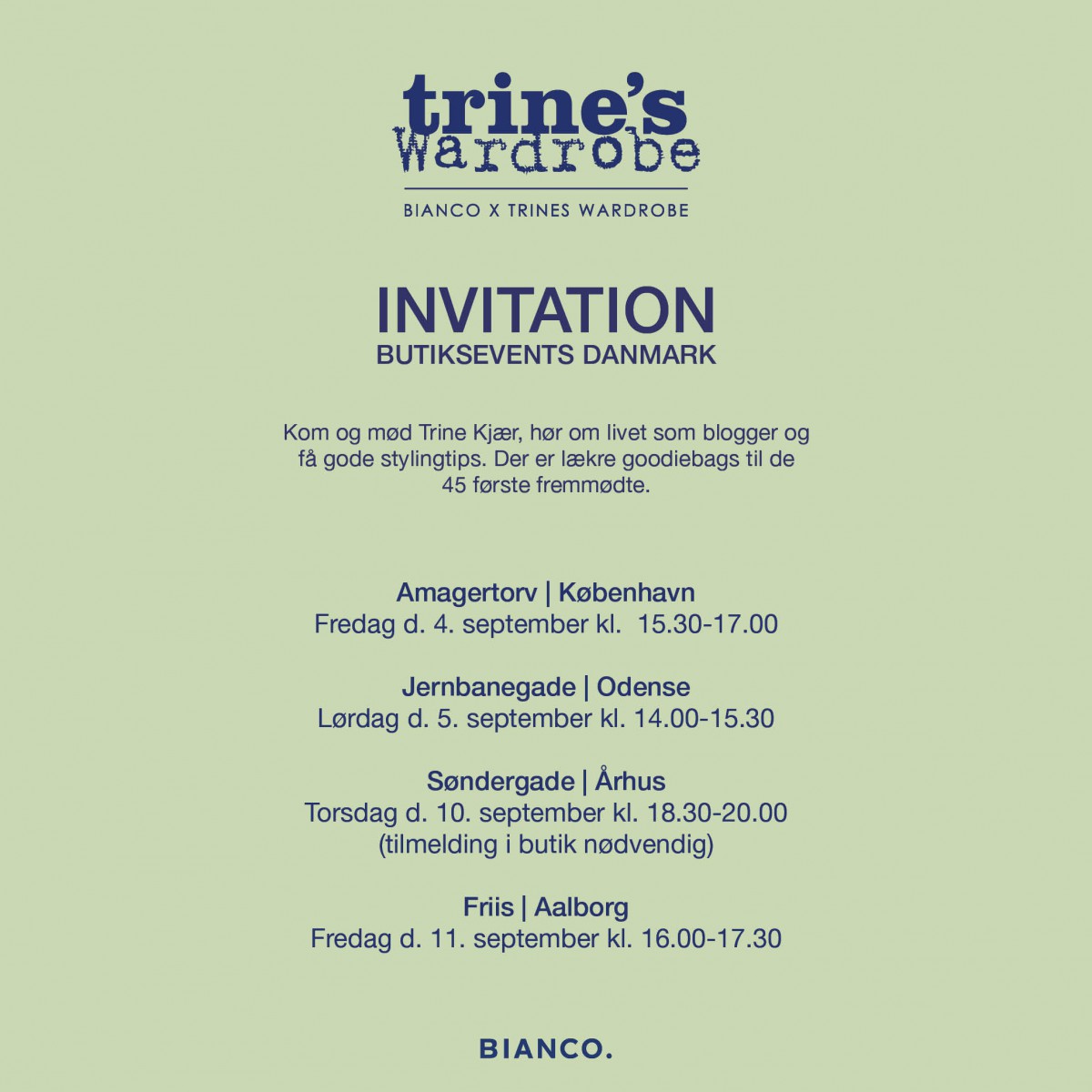 spørgeskema to uger Medicinsk Bianco x Trine's Wardrobe Event Invitation - Trine Kjær